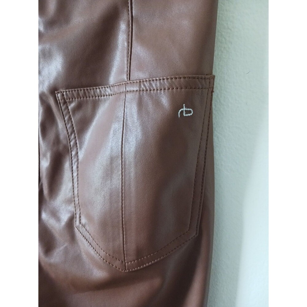 Rag & Bone Faux Leather Leggings Petite PS Brown High Rise Stretch Pants - Picture 5 of 7
